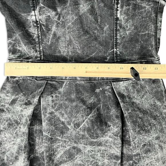 Vintage Y2K French Connection Denim Charcoal Gray Acid Wash Strapless Dress Sz 8 - Picture 6 of 14
